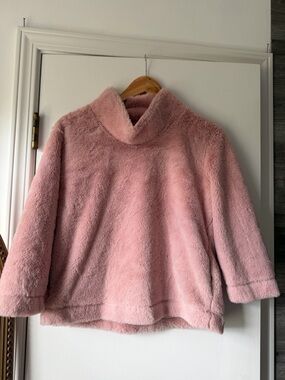 Banana Republic Pink Faux-Fur Turtleneck Sweater